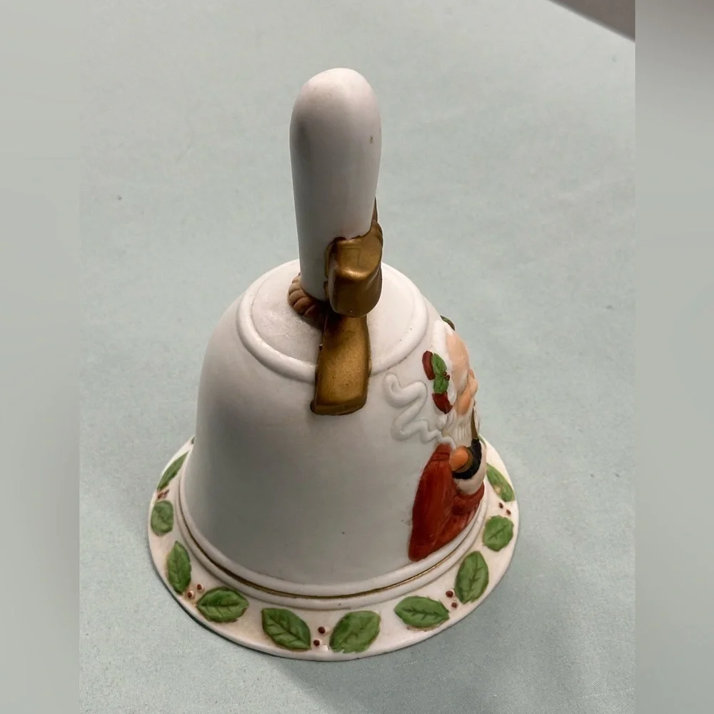 Beautiful white porcelain Santa bell